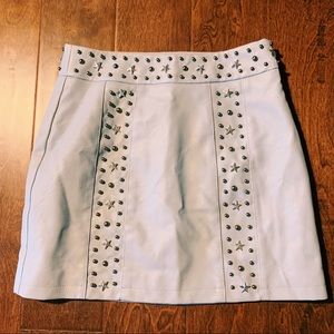 Baby blue leather skirt